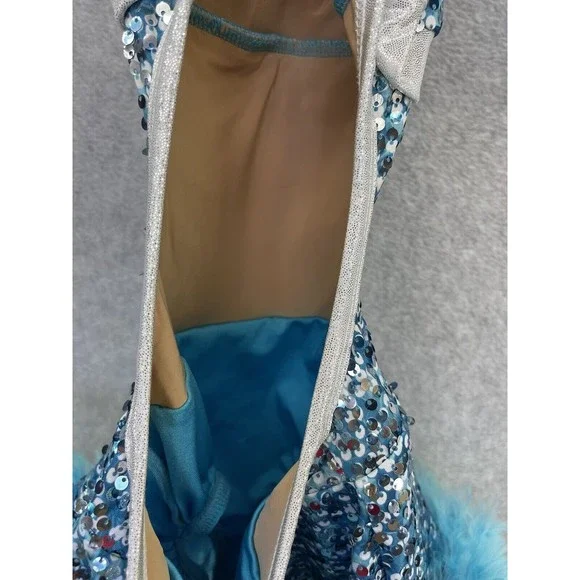 A Wish Come True Girls Sequined Dancewear Costume Wings Feathers Blue IMC 11-12 - Picture 5 of 10